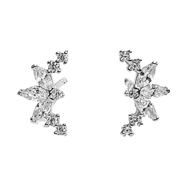 Brinco mini ear cuff em prata 925 com zircônias