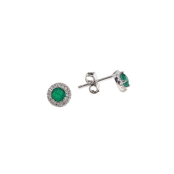 Brinco 6,7mm de prata 925 com zircônia verde e branca