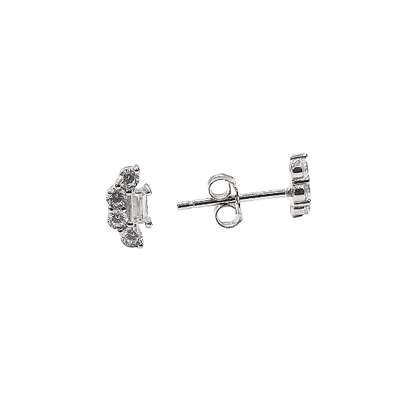 Brinco mini ear cuff de prata com zircônias