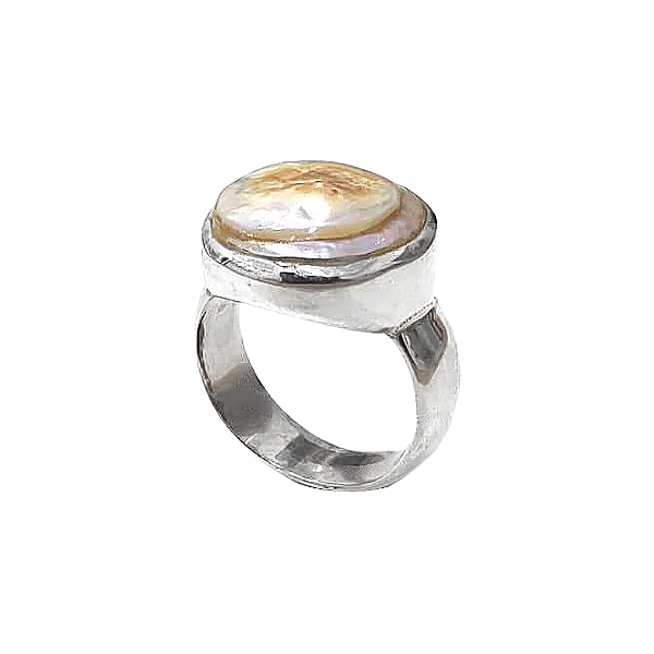 Anel de prata 925 com pérola barroca 15mm