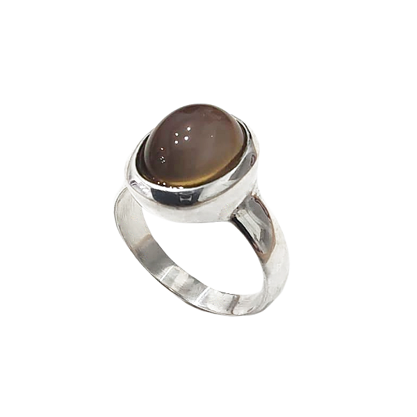 Anel prata 925 com pedra natural ágata marrom