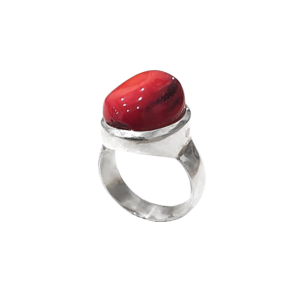 Anel de prata 925 com coral natural