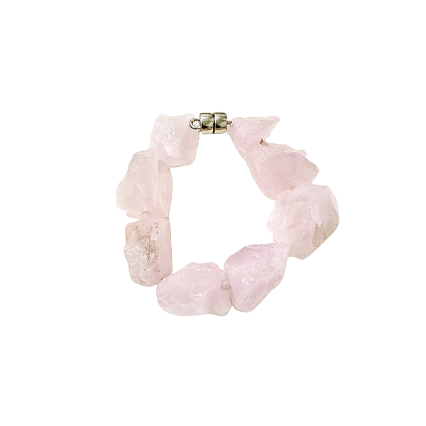 Pulseira 22cm com pedra natural quartzo rosa