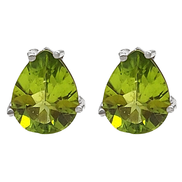 Brinco gota em prata 925 com peridoto natural