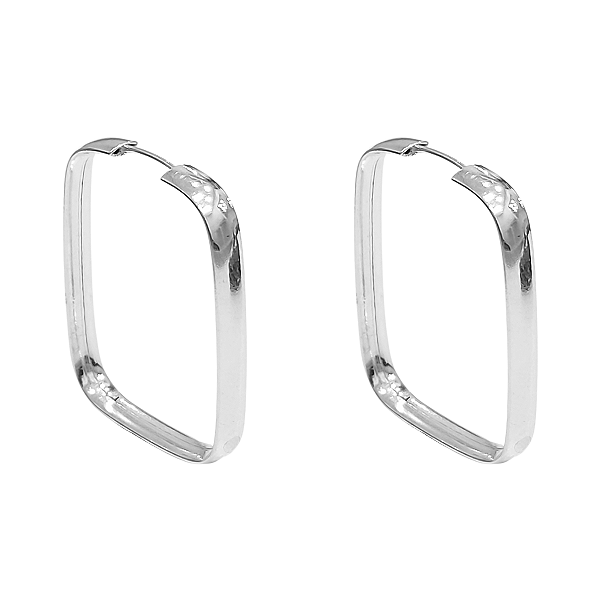 Brinco argola retangular em prata 925