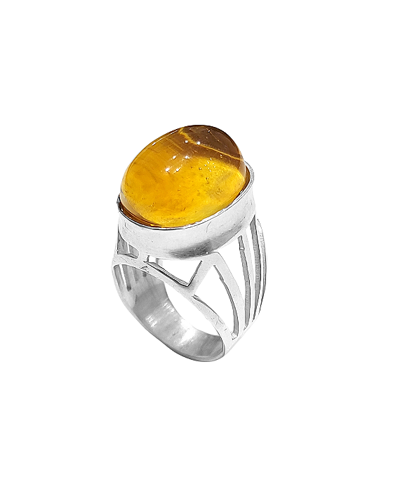 Anel de Prata com Citrino Amarelo