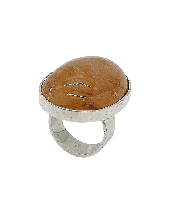 Anel de Prata com Lodonita Amarela Oval