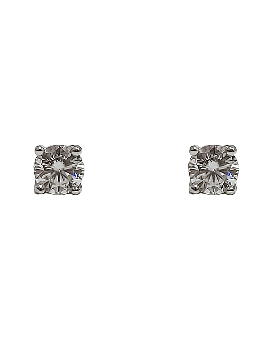 Brinco Ponto de Luz de Prata com Banho em Ouro Branco e Moissanite 4mm