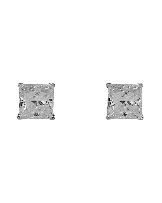 Brinco Ponto de Luz de Prata com Banho de Ouro Branco e Moissanite 6mm