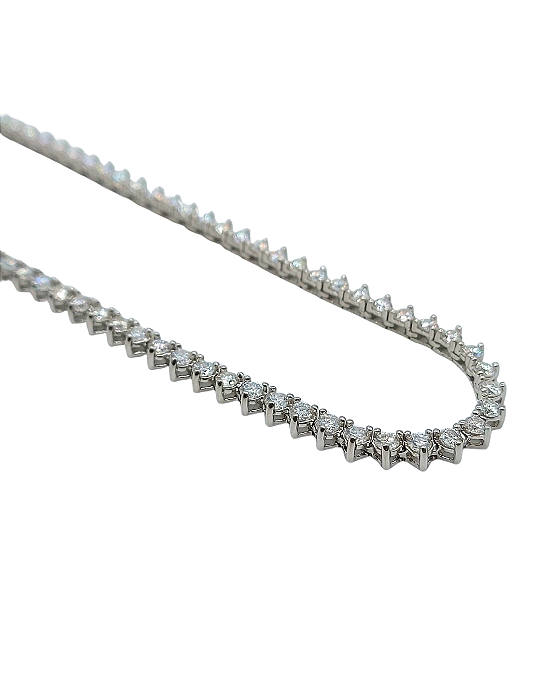 Colar Riviera de Prata com Banho de Ouro Branco e Moissanites de 2,5mm
