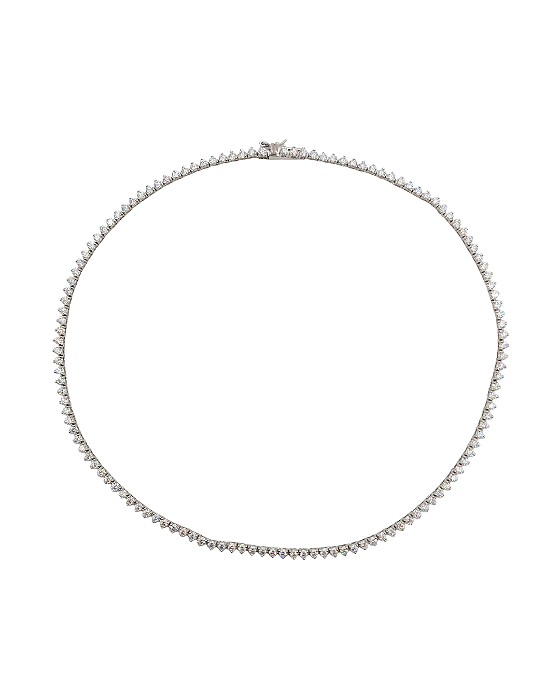 Colar Riviera de Prata com Banho de Ouro Branco e Moissanitas de 2,5mm