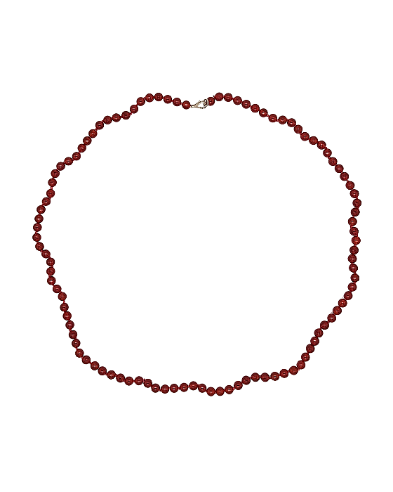 Colar Longo de Contas de Ágata Vermelha