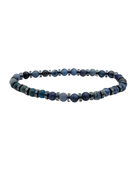 Pulseira de Sodalita Azul e Hematita