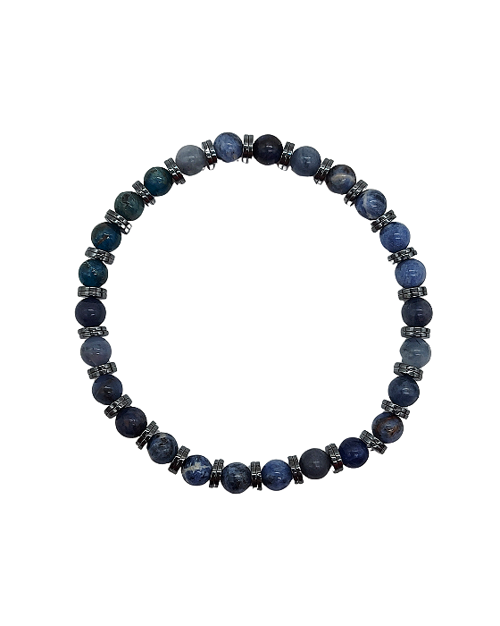 Pulseira de Sodalita Azul e Hematita