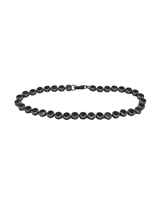 Pulseira Riviera de Prata com Banho de Ouro Negro e Zircônias Pretas