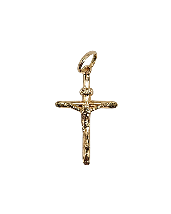 Pingente de Crucifixo em Ouro com Cristo em Relevo