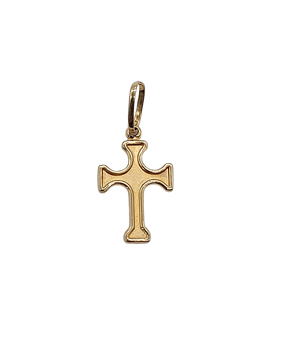 Pingente Pequeno em Ouro com Cruz Estilizada