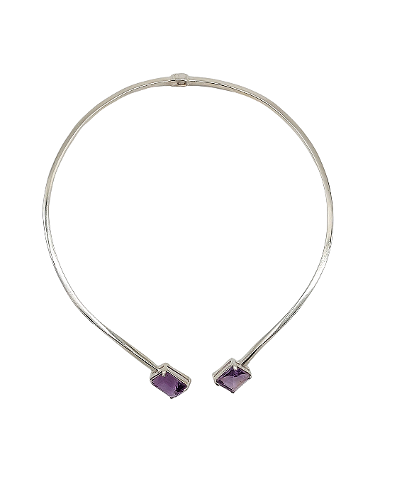 Gargantilha em Prata com Pedras de Ametista