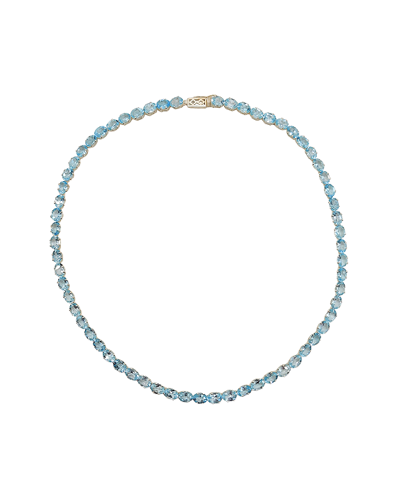 Colar Riviera em Prata com Topázio Azul
