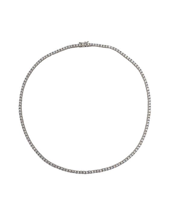 Colar Riviera em Prata com Banho de Ouro Branco e Zircônias Translúcidas