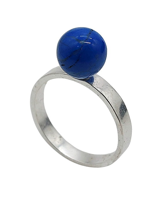 Anel de Prata com Bolinha de Lápis Lazuli