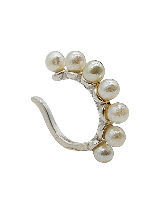 Ear Cuff em Prata com Pérolas