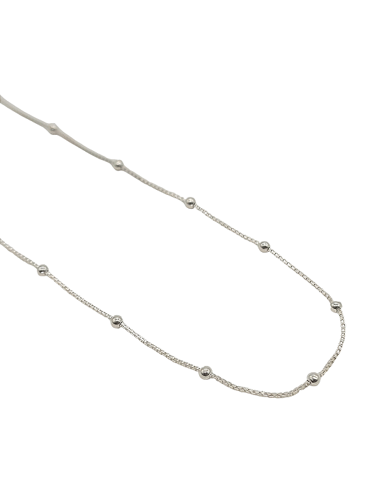 Corrente com Bolinhas em Prata 45cm