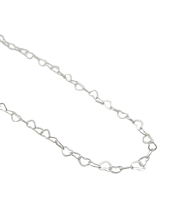 Corrente de Coração em Prata 45cm