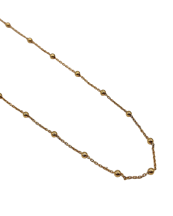 Corrente Cartier com Bolinhas em Prata com Ouro Amarelo 45cm