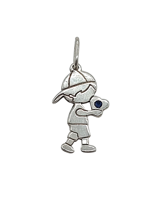 Pingente em Prata de Menino com Safira