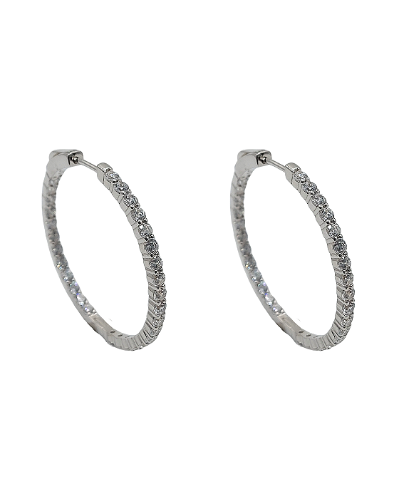 Brinco de Prata de Argola com Zircônias Brancas