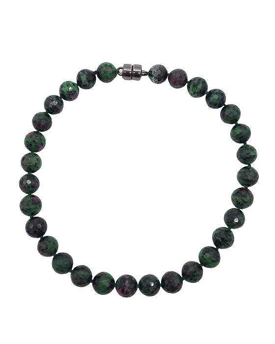 Colar Curto de Zoisita com Fecho de Ímã