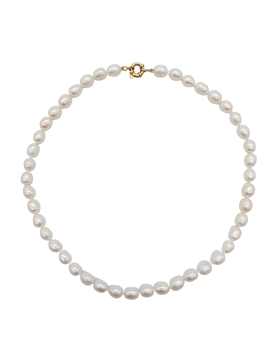Colar Curto de Pérola com Fecho Boia