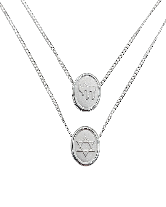 Escapulário Judaico em Prata com Medalha Fosca