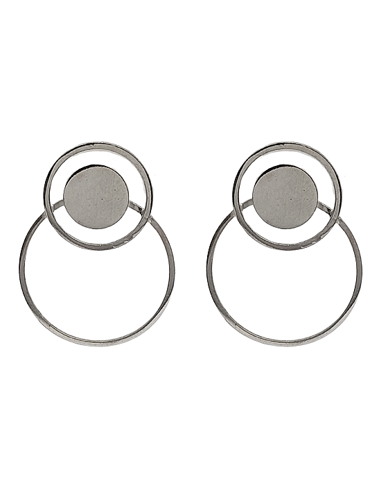 Brinco de Prata Círculos Assimétricos