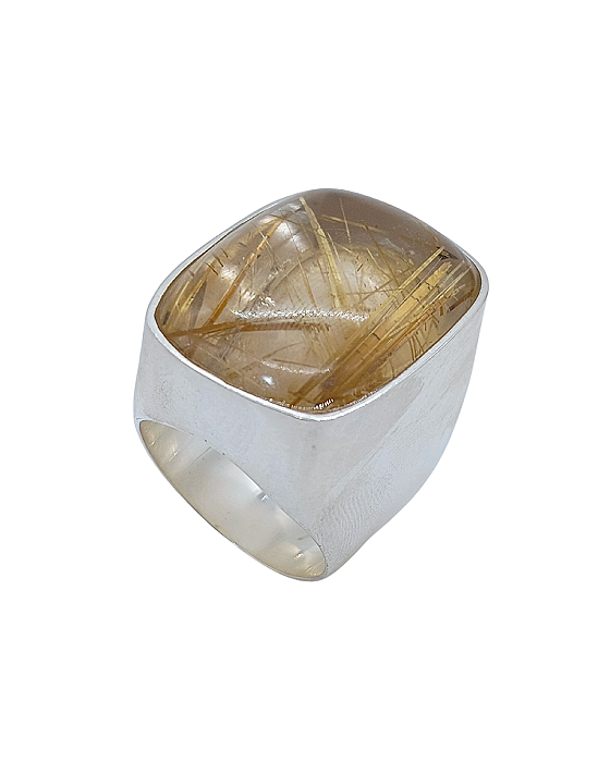 Anel de Prata com Cristal Rutilado Natural