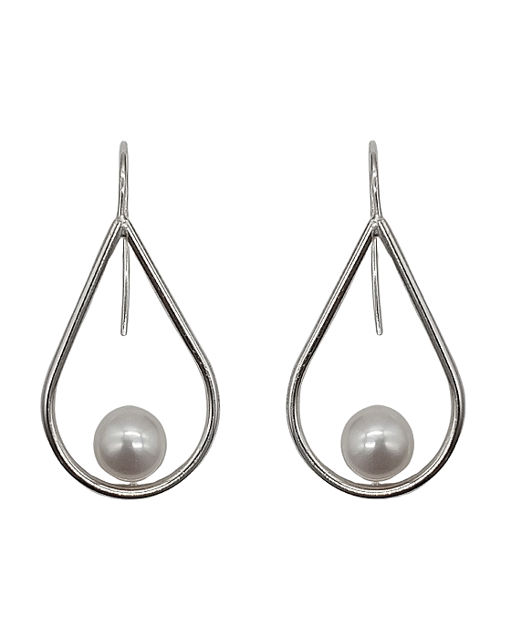 Brinco Gota em Prata com Pérola