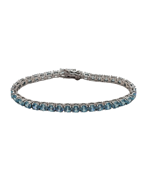 Pulseira Riviera em Prata com Zircônias Azuis de 4 mm