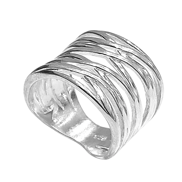 Anel de Prata com Linhas Entrelaçadas