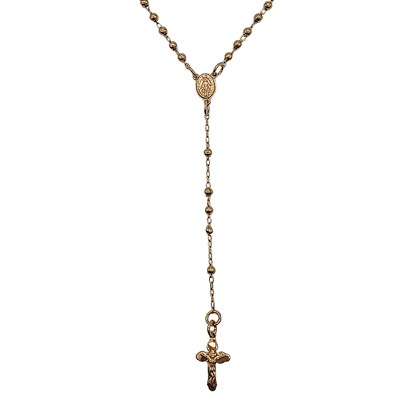 Terço de Prata com Banho em Ouro 88 cm