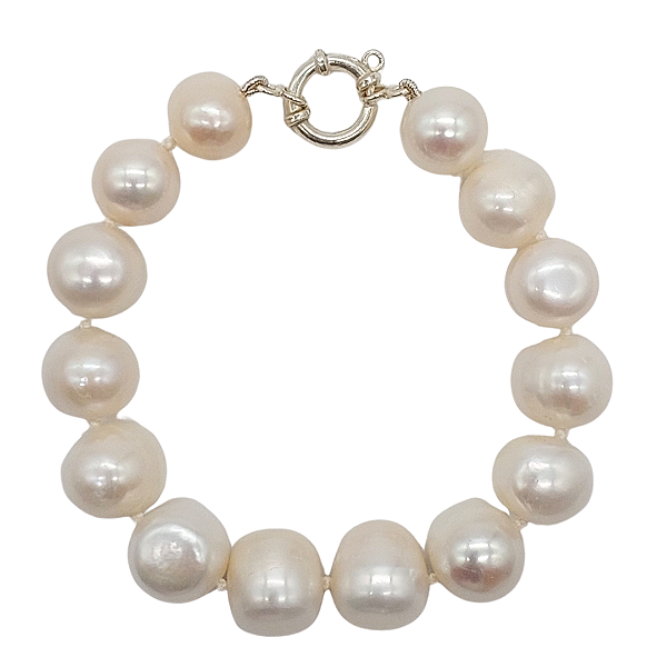 Pulseira de Pérolas com Fecho Boia em Prata
