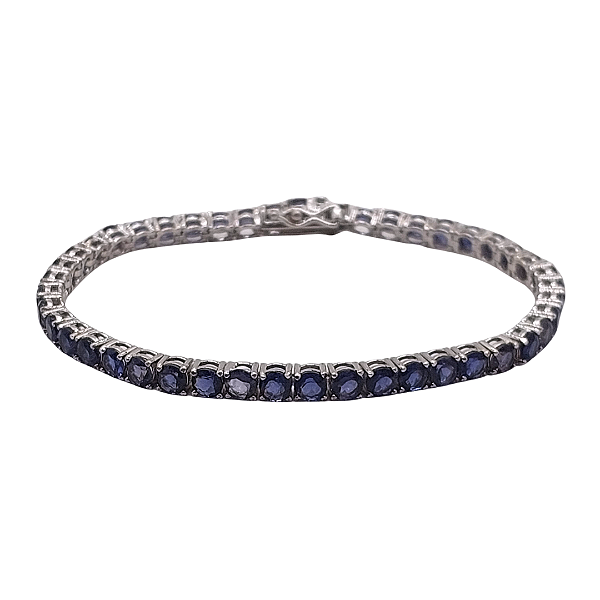 Pulseira Riviera De Prata Com Iolita