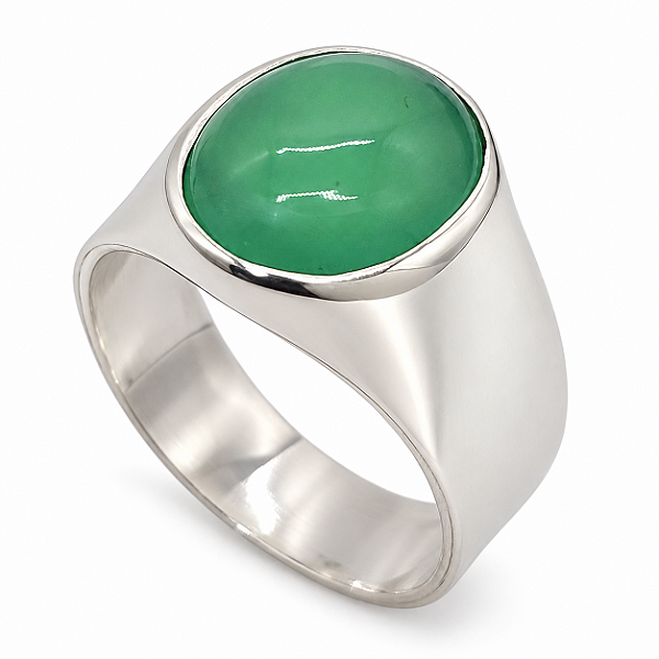 Anel em Prata com Quartzo Verde Natural