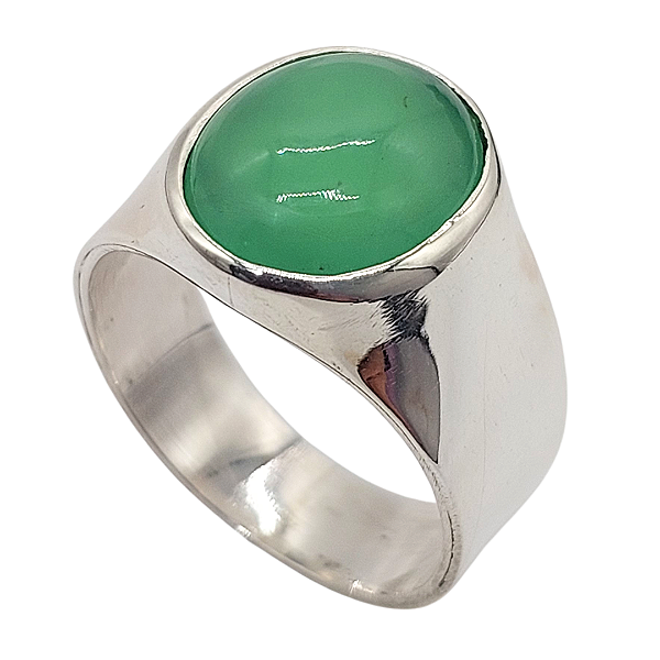 Anel em Prata com Quartzo Verde Natural