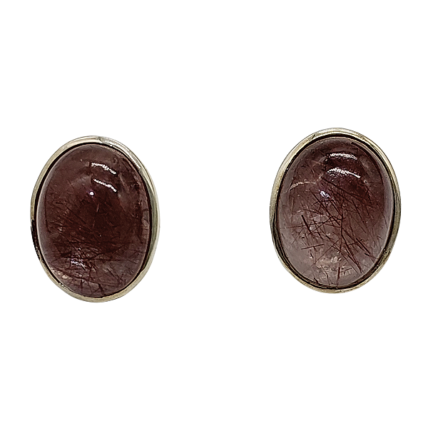 Brinco em Prata com Cristal Rutilado Oval
