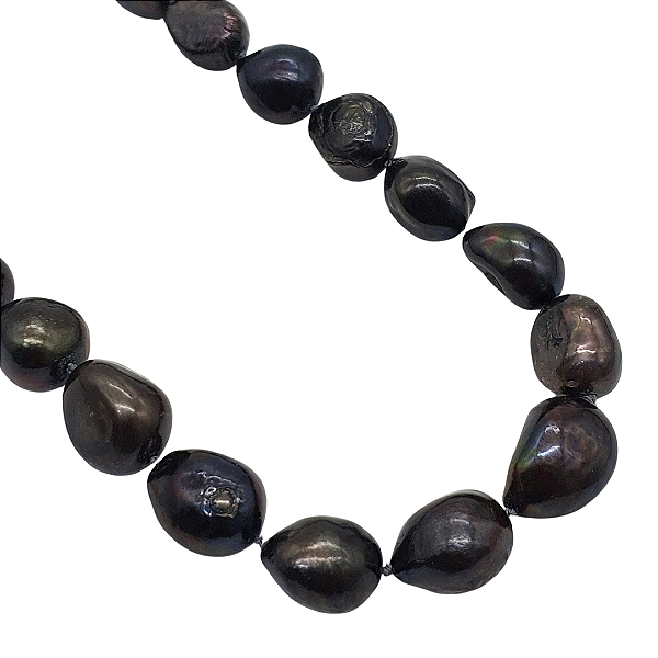Colar de Pérolas Negras Naturais