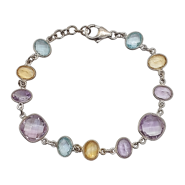 Pulseira de Prata com Mix Pedras Naturais