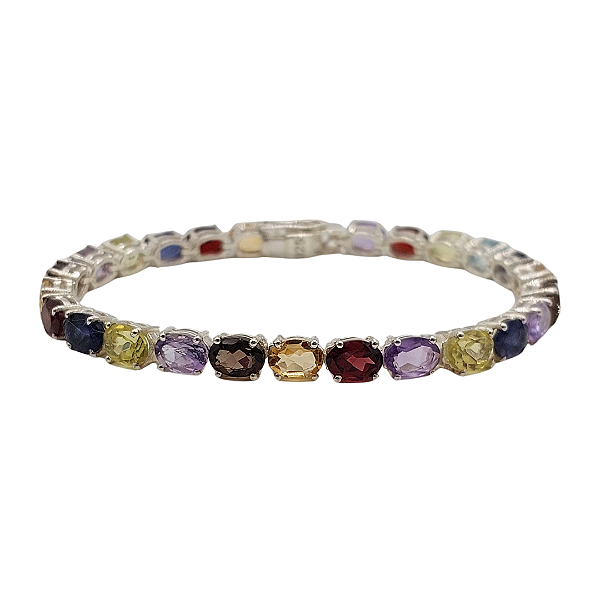 Pulseira Riviera de Prata com Mix Pedras