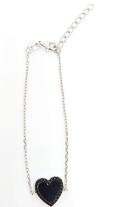 Pulseira modelo coração em prata 925