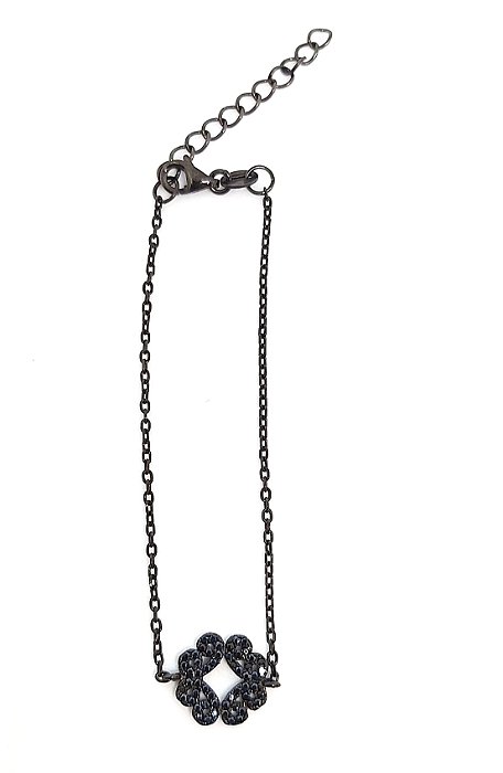 pulseira de prata 925 com ziconias negras